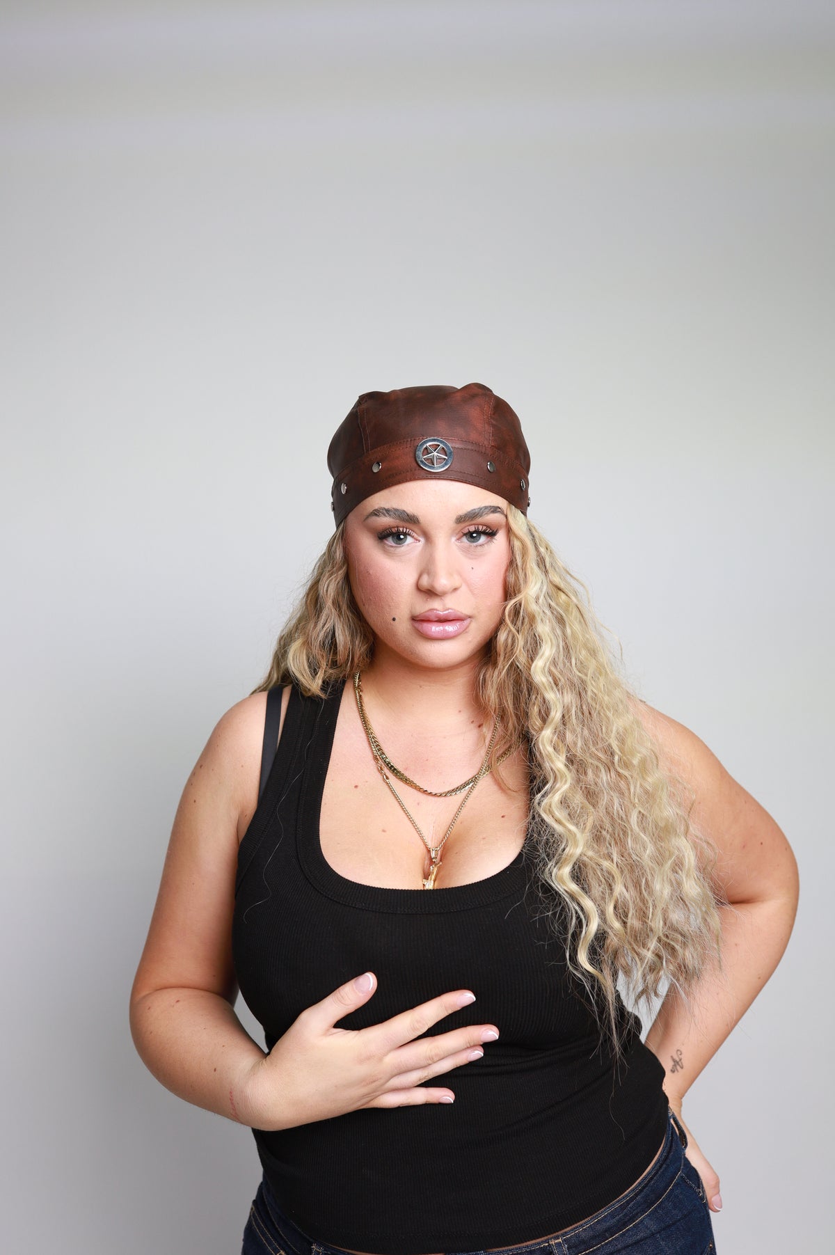 Star Studded Bobby Brown Biker Cap