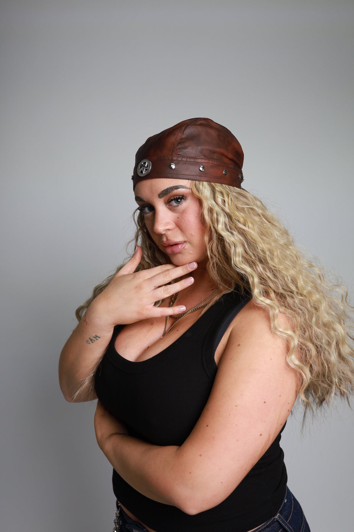 Star Studded Bobby Brown Biker Cap