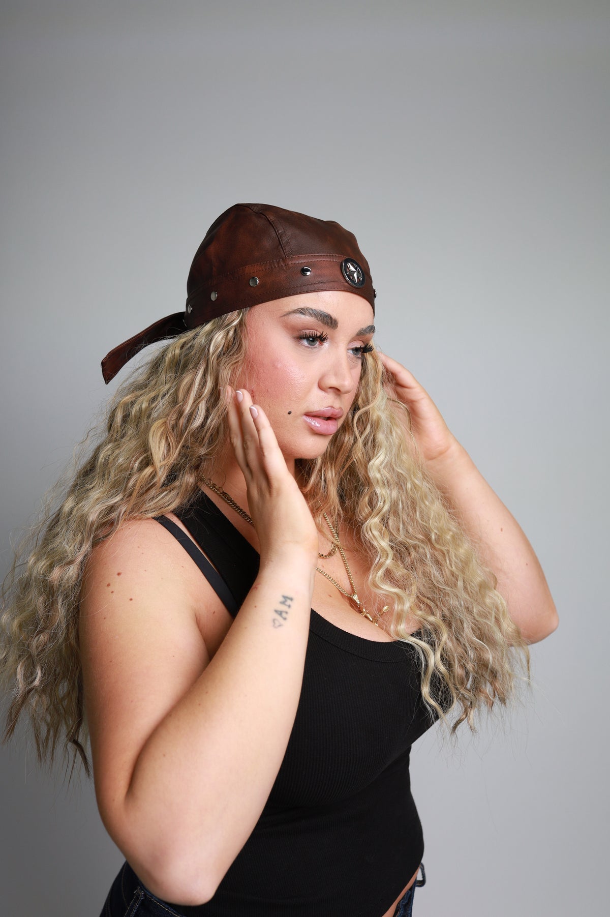 Star Studded Bobby Brown Biker Cap