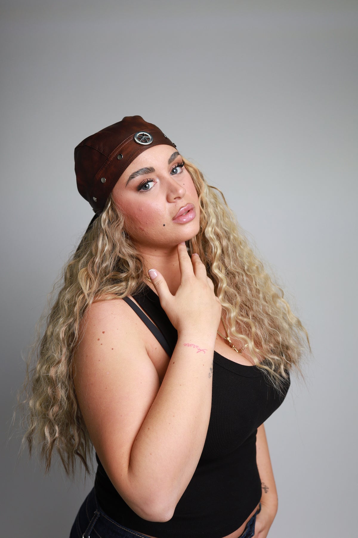 Star Studded Bobby Brown Biker Cap