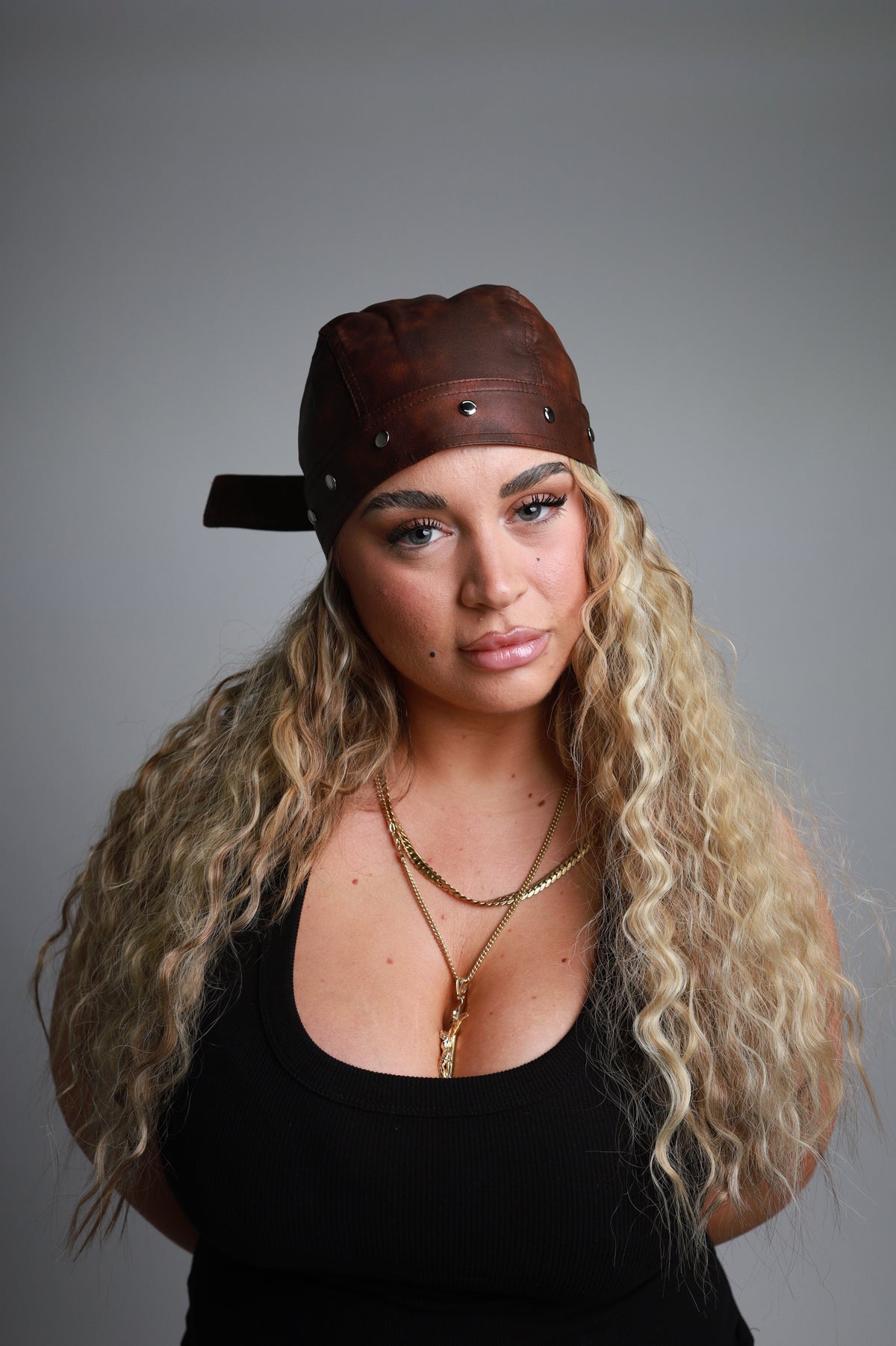 Studded Bobby Brown Biker Cap