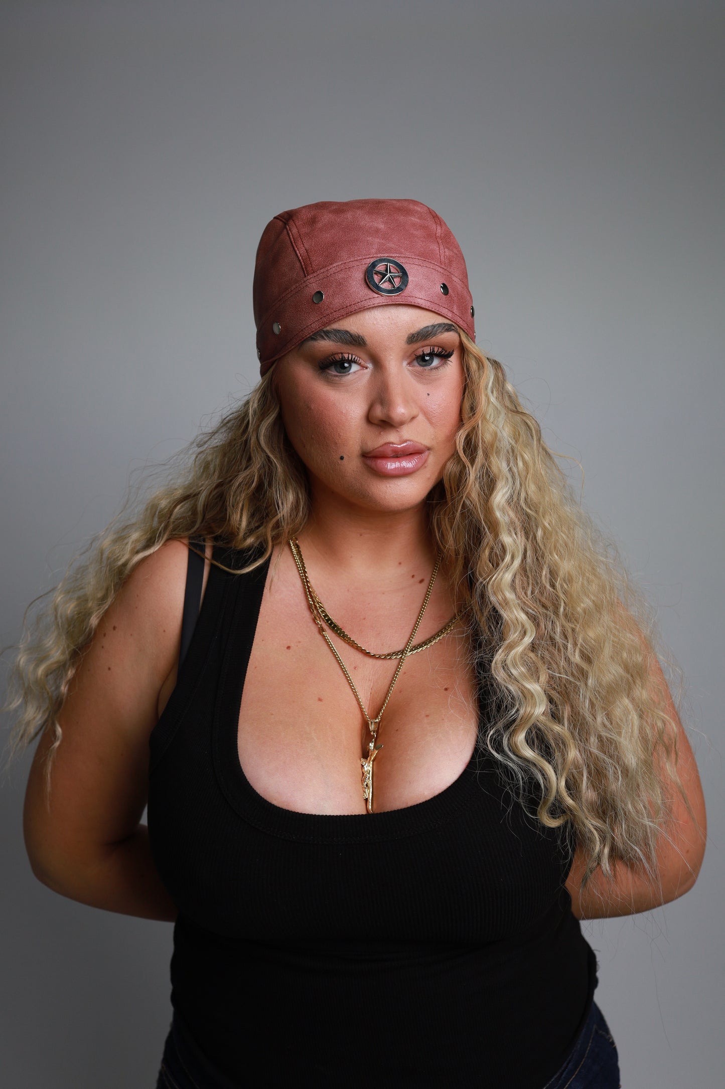 Star Studded Sandy Pink Biker Cap