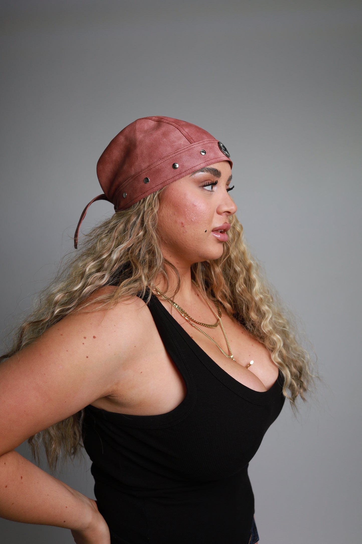 Star Studded Sandy Pink Biker Cap
