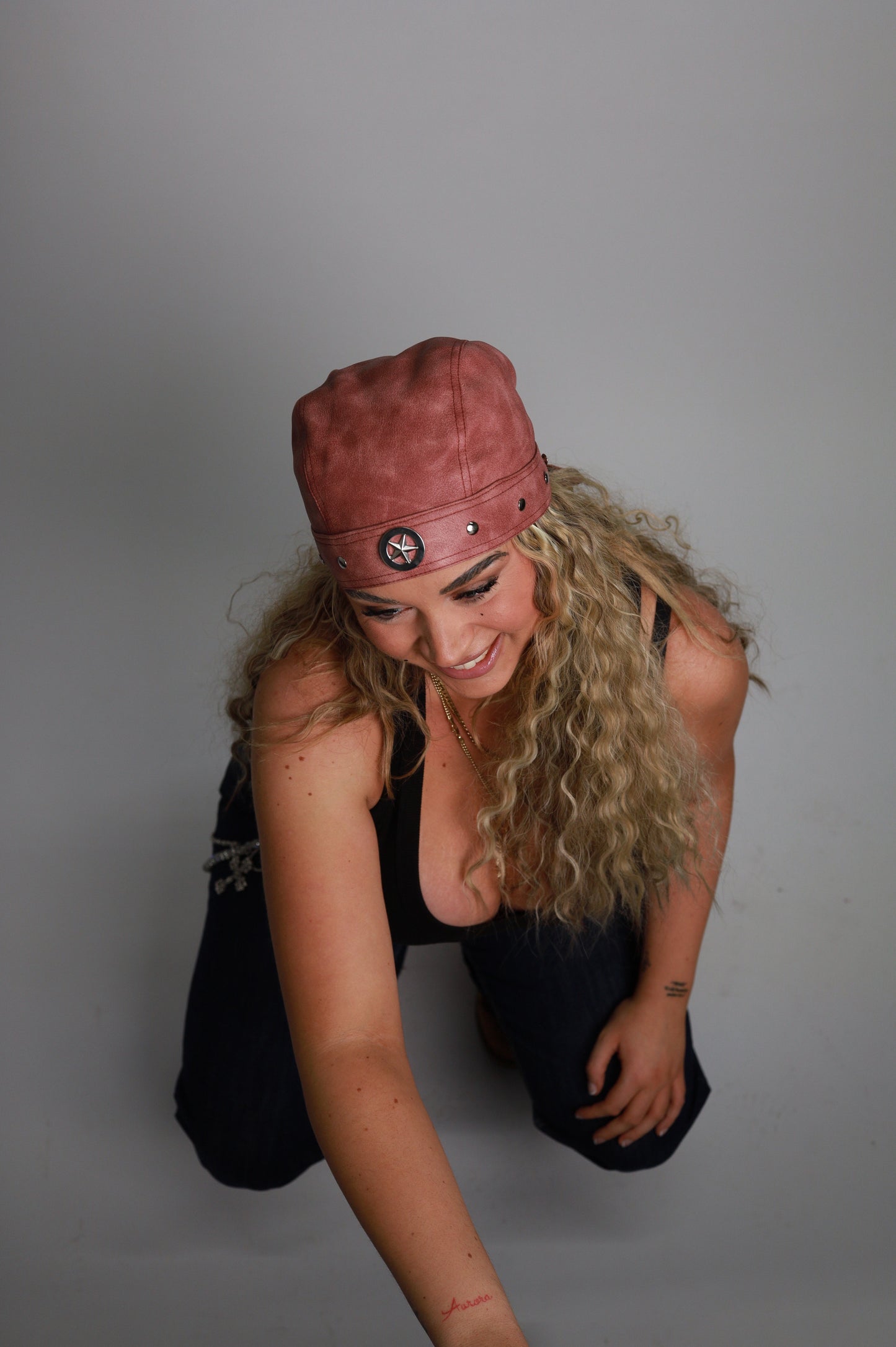 Star Studded Sandy Toasted Mauve Skull Cap